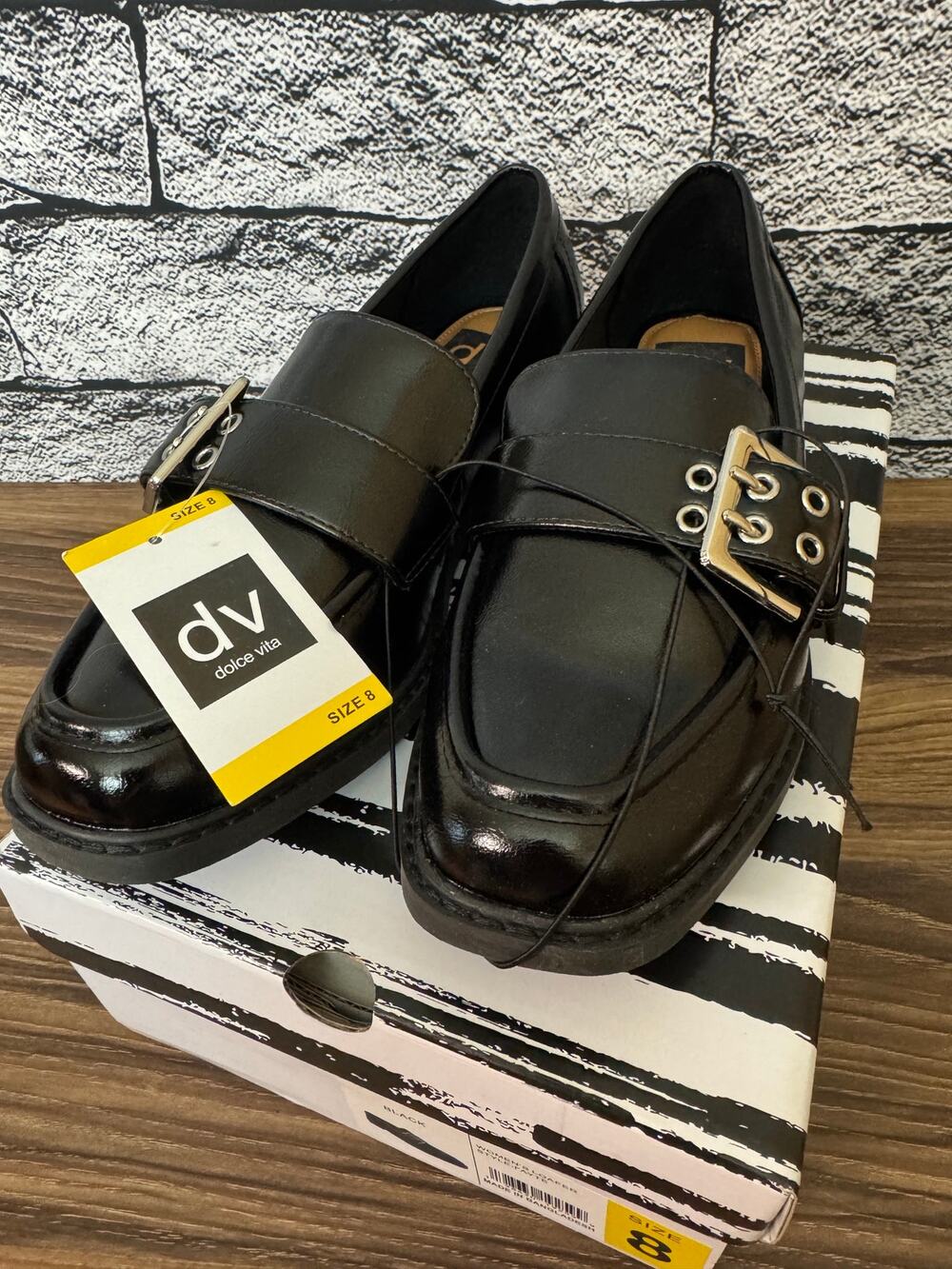 New Ladies Dolce Vita Black Fayte Loafers - Size 8